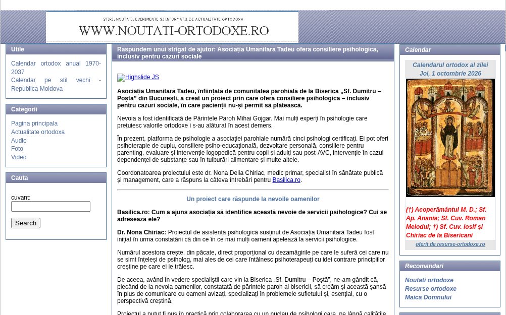Imagine din apariția media – Noutăți Ortodoxe
